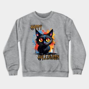 Spooky Cat Happy Halloween Crewneck Sweatshirt